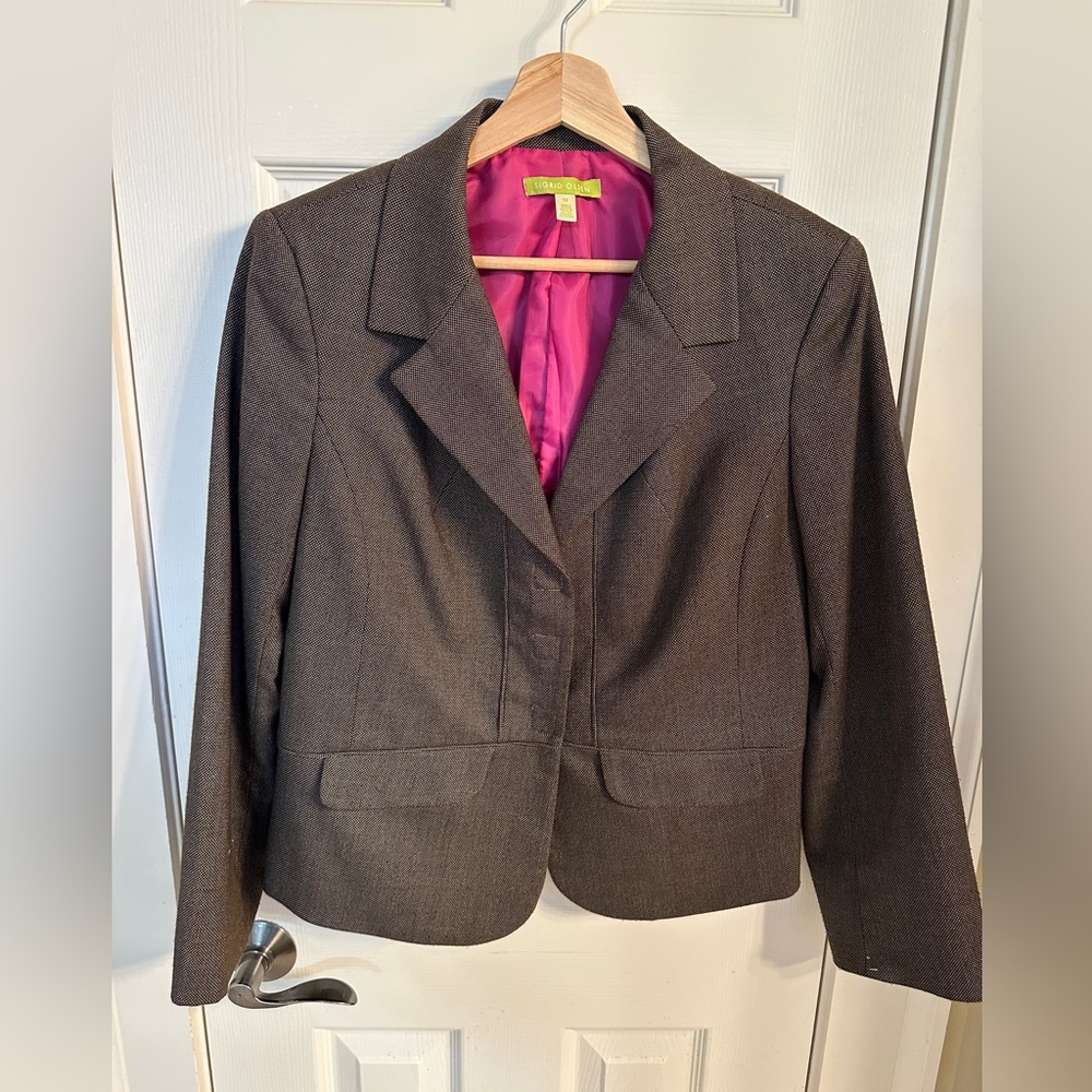 Sigrid Olsen Preppy Stylish Professional Three Button Flattering Blazer sz 12